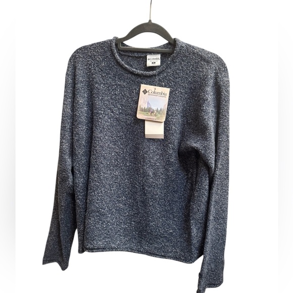 NEW! COLUMBIA Donegal Crew Neck Sweater SZ Med Blue Marled Rolled Trim 
 NWT - Picture 1 of 16
